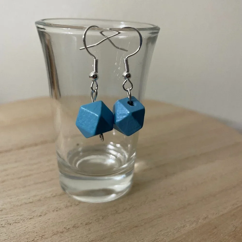 Geometric‎ Blue Beaded Earrings